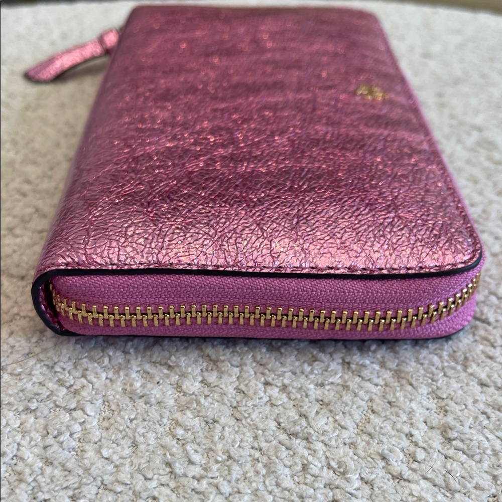 NWOT Tory Burch Metallic Pink Zip Wallet - Picture 4 of 6